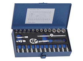Socket wrench set 1/4" 28 pieces