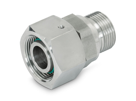 Straight male union with 24° DKO swivel GES/O/ED - stainless steel
