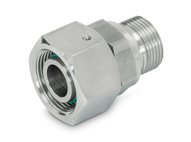 Straight male union with 24° DKO swivel GES/O/ED - stainless steel