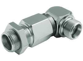 Swivel angled bulkhead fitting with ball guidance D/WSV