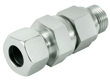 BSP screw-in thread RHV/ED (metric, light series) with cutting ring/BSP connection, flow direction towards the cutting ring connection